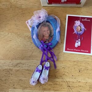 Hallmark Keepsake Ballet Photo Holder Christmas Tree Ornament Holiday Pink Purpl